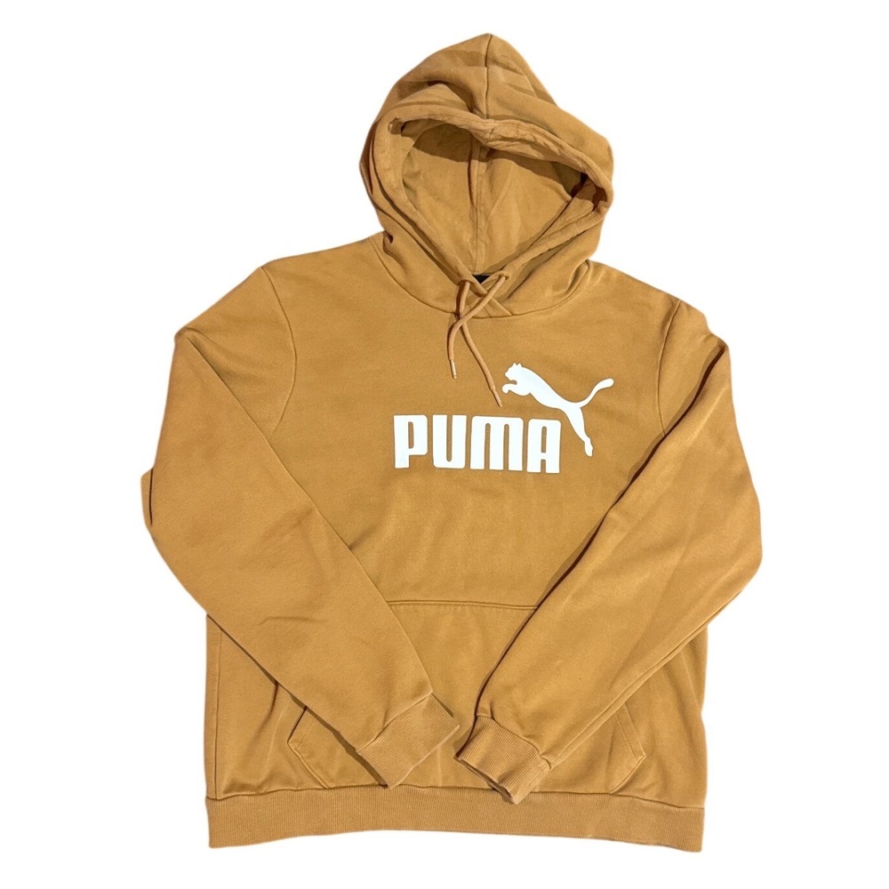 Puma Essentials Big Logo Hoodie Mens XL Tan Mustard Yellow Pullover 846860-92‎